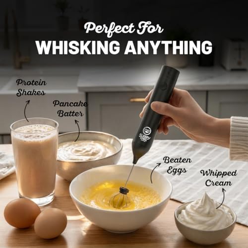 Image of Sleepy Owl Coffee Frother Electric | 3 Speed Modes, Type -C Rechargeable, Handheld Beater, Whipper & Whisker with Stand | Milk Frother Perfect for Coffee, Lattes, Milk, Hot Chocolates & Cream