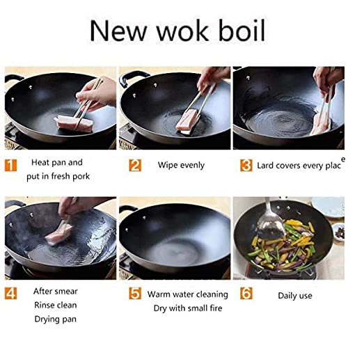 Wok de hierro fundido con fondo redondo 40 cm miniatura 6