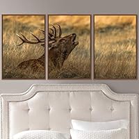 3 Piece Framed Canvas Wall Art Spiritual Being Animals Deer Expressive Impressionism Rustic - 16