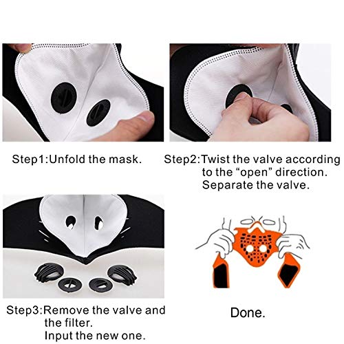 Dukars Sports Mask, Dustproof Mask Activated Carbon Filtration Exhaust Gas Anti Pollen Allergy PM2.5 Workout Running Motorcycle Cycling Mask (Red - #N95)