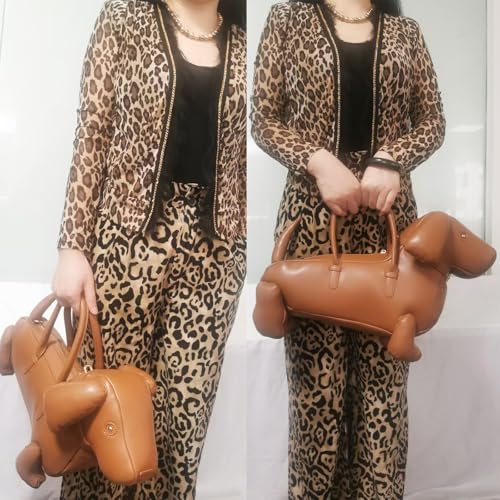 Image of Women PU Leather Unique Novelty Dog Shaped Crossbody Shoulder Bag Handbag Purse