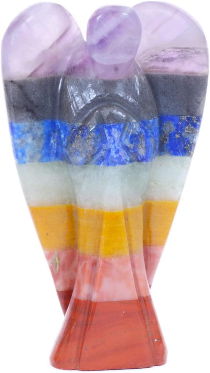 Lucky Agate Chakra Angels -Reiki Healing Crystals Stones Holistic Polished Metaphysical Crafting (Seven Chakra 2 inch)