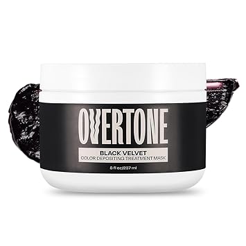 Overtone Semi Permanent Hair Color Conditioner, Black Velvet, 8 oz, Nourishing, Damage-Free, Color Depositing Mask for All Hair Types with Shea Butter & Coconut Oil, Vegan & Cruelty-Free