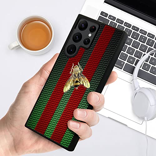 Daizag For Samsung Galaxy S22 Ultra Case,Non-Slip Galaxy S22 Ultra Case Design For Girls Boys,Soft Tpu[Drop Protection] Shockproof Pattern Back Cover Case For Galaxy S22 Ultra-Red Green Golden Bee #TOP4
