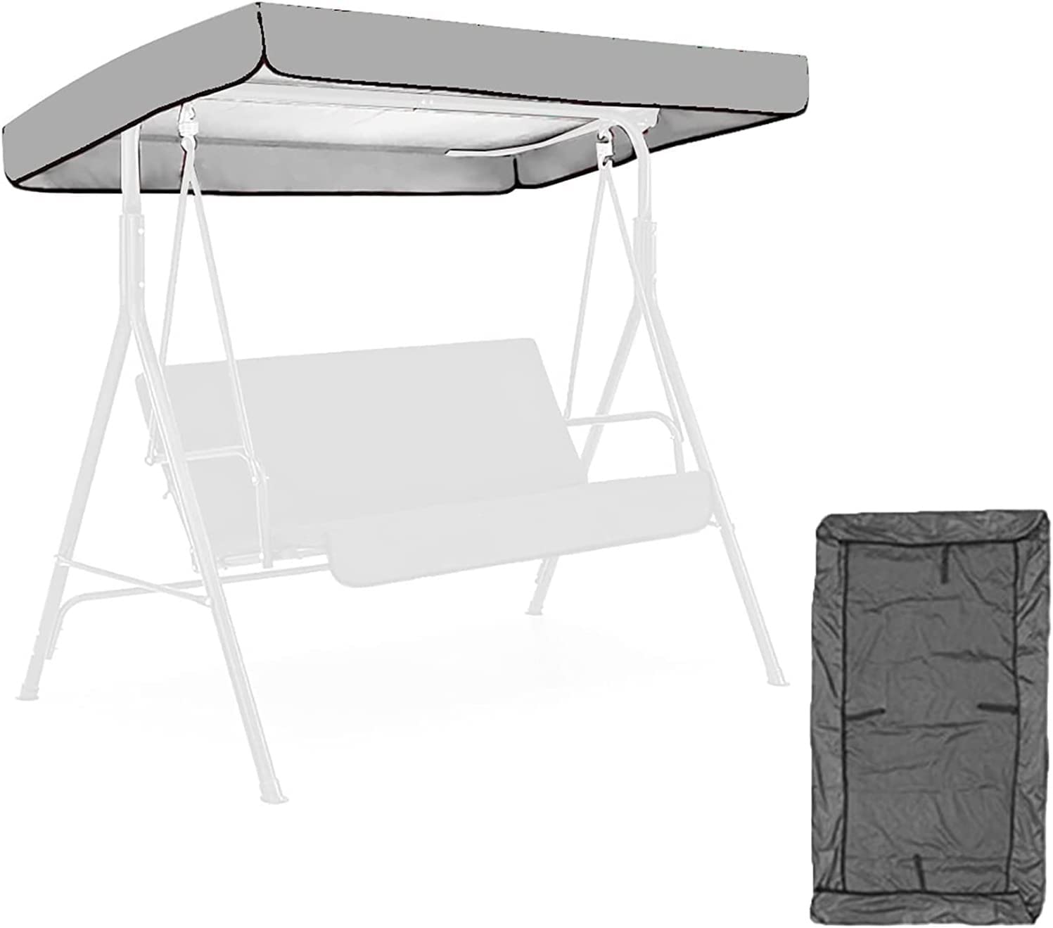 Telo di Ricambio per Altalena da Esterno Parasole per Patio Copertura Robusta per Giardino Tradizionale 3 Persone 75x47x9 Pollici Grigio