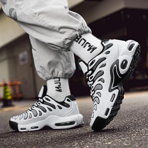 Mens Trainers Running Fashion Shoes Air Cushion Casual Sneakers Walking Tennis Basketball Gym Athletic Sports Breathable Zapatos (Panda White,10.5) - Image 3