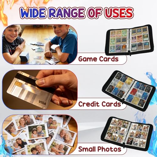 Image of Baseball Card Binder, Sports Card Binder 9 Pocket Holds up to 900 Pockets with 50 Removable Sleeves, Zipper Baseball Cards Collection Binder for Sports & TCG Collectors