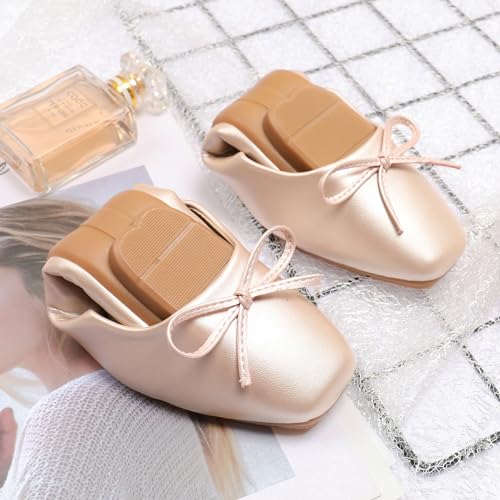 Image of Dear Time Women's Casual Foldable Ballet Flats Square Toe Ballerina Flats Shoes Comfortable
