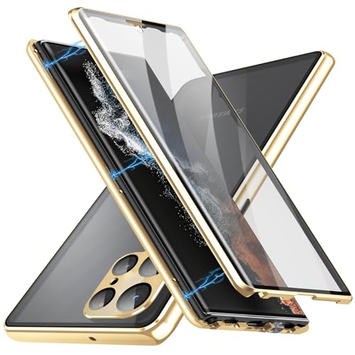Coque aimantée Samsung S24 double face en verre trempé et pare-chocs métal