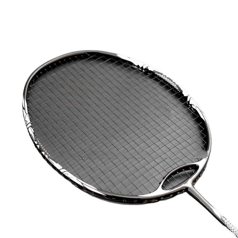 Badminton Set Racchette da Badminton Professionali Offensive in Fibra di Carbonio ad Alta Tensione 35 libbre con Corda(Noir)