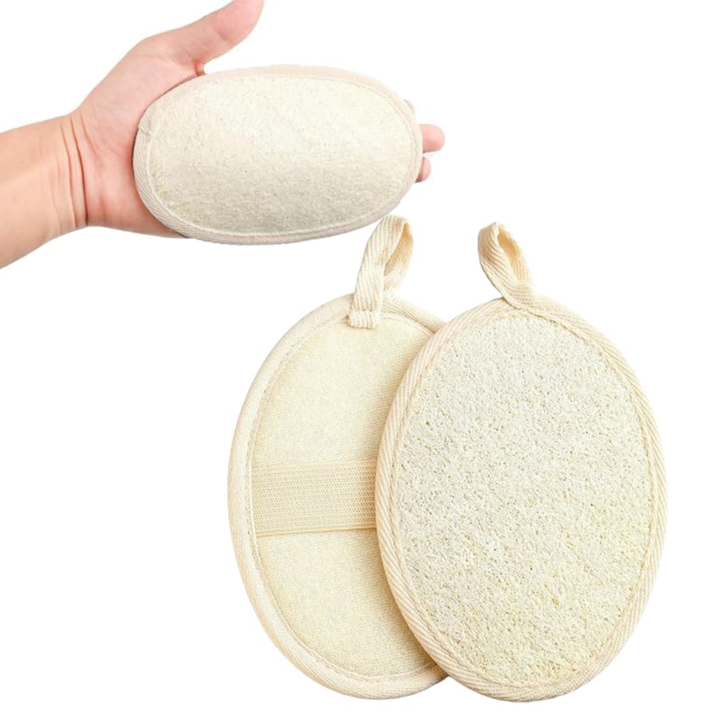 2 Pièces Eponge Loofah, Lavable Éponges en Luffa Naturel, Reutilisable Gants de Gommage Naturels en Loofah, Éponge Exfoliante en Luffa Naturel pour Spa, Cuisine, Visage Corps, le Bain