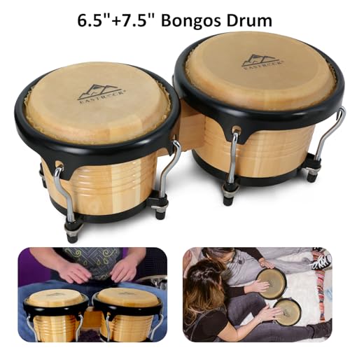 image for EASTROCK Bongo Drum 6.5” and 7.5” Bongos Set for Adults Beginners 