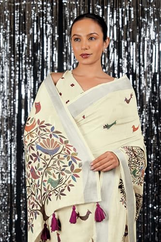 Image of MIRCHI FASHION Saree for Woman Cotton Blend Printed | Traditional Ethnic Sari for Ceremonial Use and Farewell with Blouse Piece