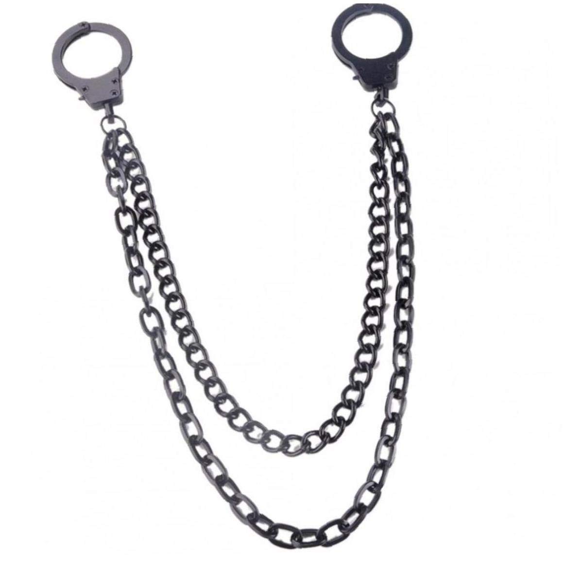 Casecover Men's Black Hip Hop Punk Trousers Wallet Key Chain Handcuffs Pendant Pant Jean Gothic