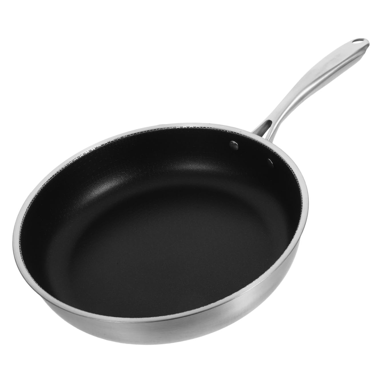 Padella per Friggere Uova 28 CM in Acciaio Inox Struttura a Nido d'Ape, Resistente e Lavabile in Lavastoviglie, per Uso Domestico e Professionale