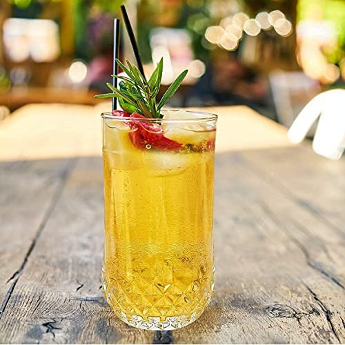 Image of Diamond Cut Crystal Juice Glasses Water Glasses Drinking Glasses 280ML Mojito Glass Cups Tom Collins Bar Glassware and Mixed Drink Cocktail Glass Set of 3