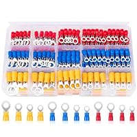 180 Stücke Kabelschuhe Set, Ringkabelschuhe Teilisoliert für Garagen, Autoteile, Mechaniker, Werkstätten