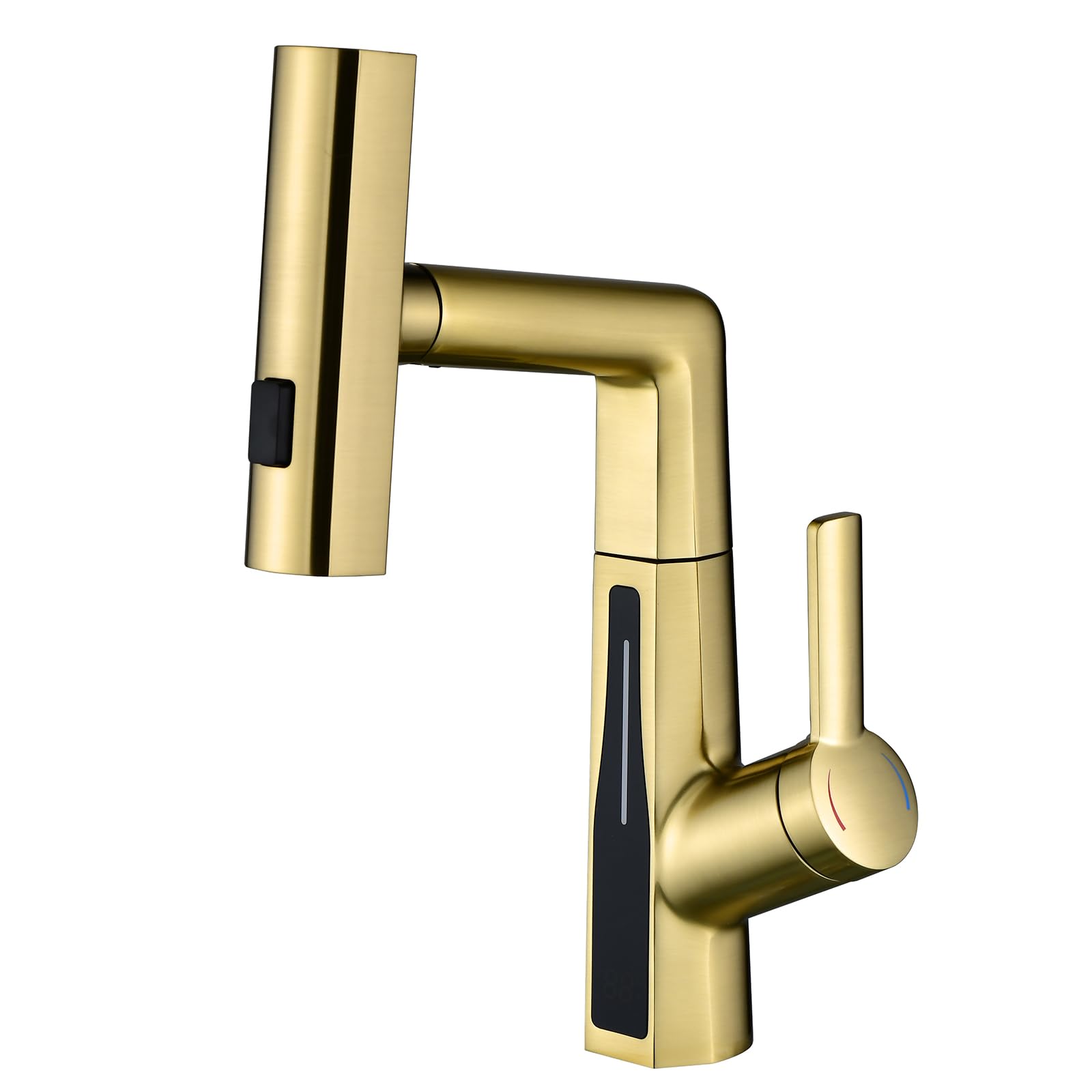 Robinet de salle de bain or brossé mitigeur haut de gamme avec écran digital
