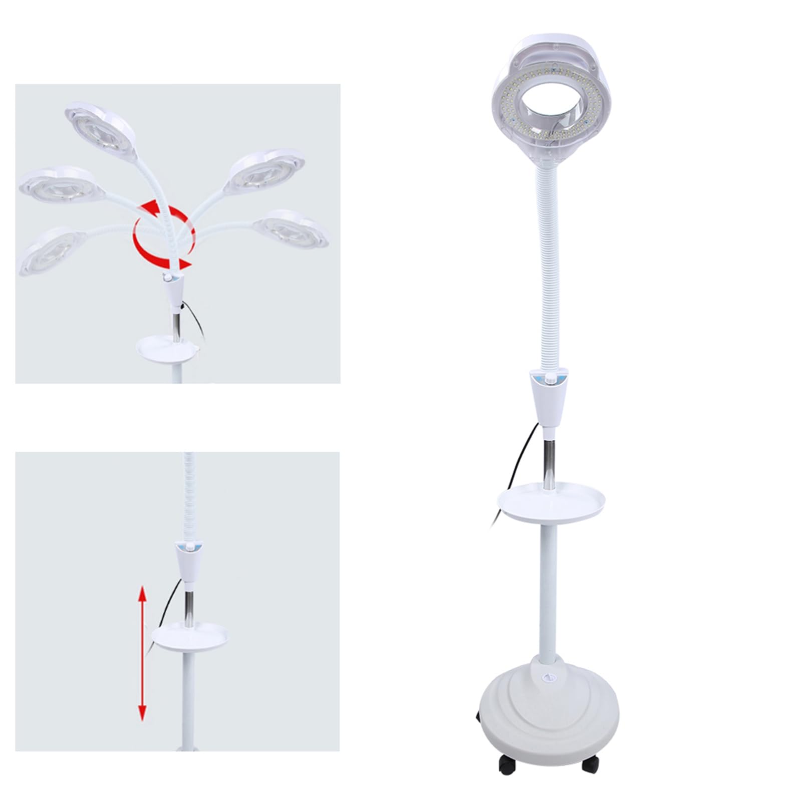 Lámpara de tatuaje, lámpara de luz fría LED para salón de belleza, lámpara de pie ajustable de 8 aumentos con iluminación de aumento, perfecta para extensión de pestañas, tatuaje de labios de(EU)