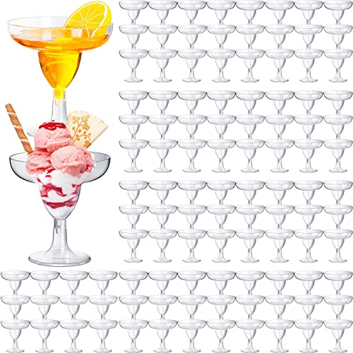 Rtteri 100 Pcs 5 Oz Clear Mini Plastic Cocktail Glasses Disposable Shot Plastic Martini Glasses Wine Champagne Margarita Cocktail Cups Parfait Dessert Trifle Ice Cream Candy Bowls For Wedding Party #TOP9