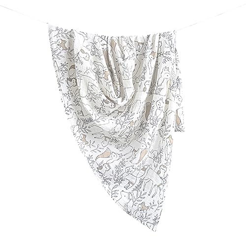 Image of Crane Baby Soft Muslin Swaddle Blanket, Soft Swaddle Wrap for Boys and Girls, Woodland Animal, 47" x 47"