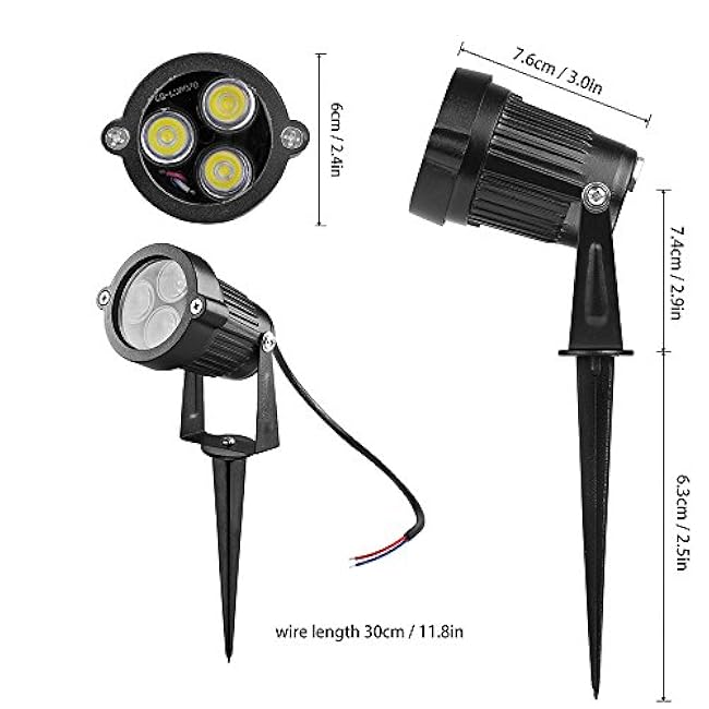 Lemonbest 2pcs LED Landscape Garden Wall Yard Path Pond Flood Spot Light Outdoor IP65 Decorative Lamp Cool White 12V