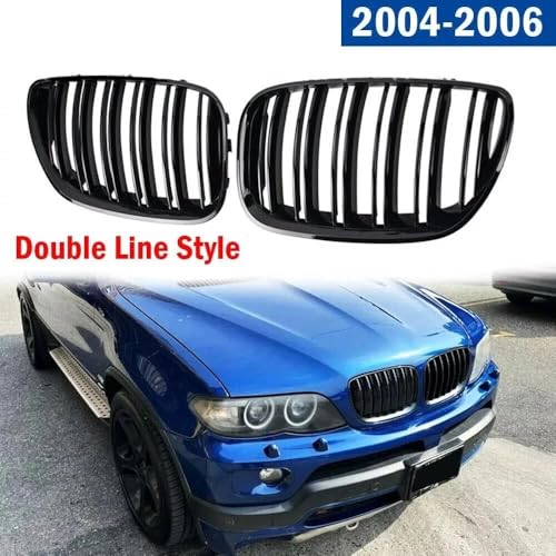 Rejilla delantera para X5 E53 2004 2005 2006, recambio ABS doble línea 51137113733 5