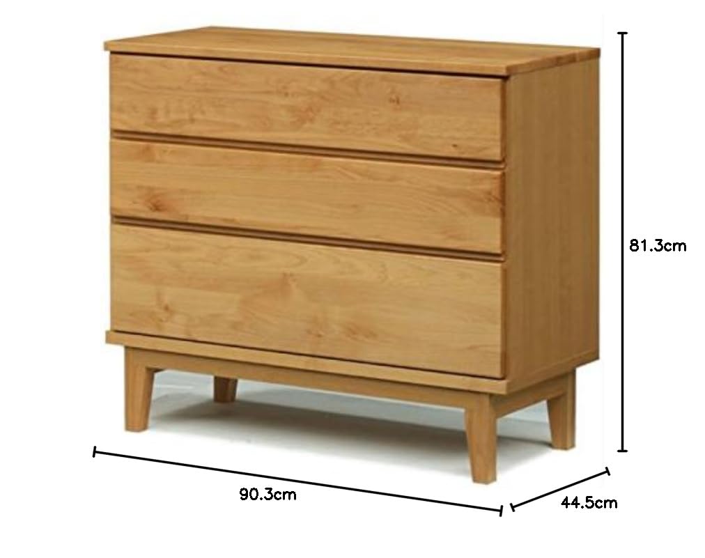 Amazon｜大川家具 岡製作所 チェスト モニカ 90cm幅3段 161154