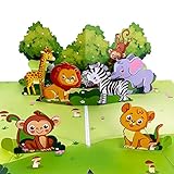 Apopresent Jungle Animals Baby Pop Up 3D Card Safari Zoo Animal Boy Girl Sprinkle Baby Shower...
