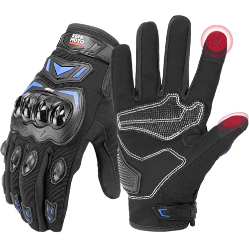 Image of KEMIMOTO Motorcycle Gloves for Men, Touchscreen Cycling Gloves for Outdoor Sports On-Road /Off-Road /Mountain Motorcycle Motorcross Motorbike Dirt Bike Bicycle Racing ATV UTV, L, Blue