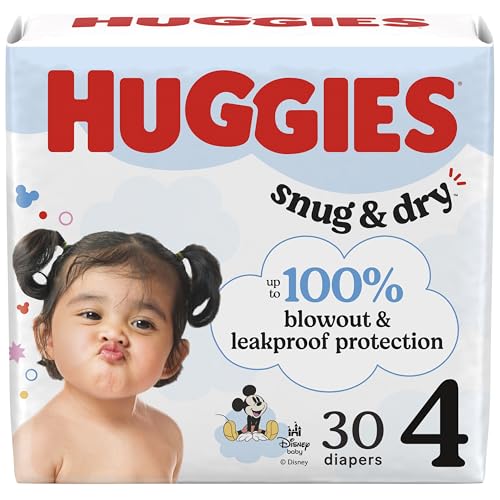 Image of Huggies Size 4 Diapers, Snug & Dry Baby Diapers, Size 4 (22-37 lbs), 30 Count, Packaging May Vary