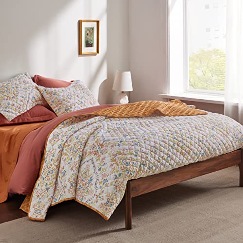 Bedsure Boho Quilt Set King - Reversible Orange Bohemian Quilt Bedding Set, 3 Pieces Summer Lightweight Microfiber Bedspread, Damask Patterned Coverlet Set With 2 Pillow Shams For All Season(106"X96") #TOP2