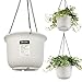 BTONGE 3 Pcs Pots de Fleurs à Suspendre, Pots Fleurs à Suspendre Ronds Auto-Arrosantsavec Trous Drainage Chaînes en Acier Inoxydable, pour Intérieur ExtéRieur Plafond Balcon Plantes Décoration Murale