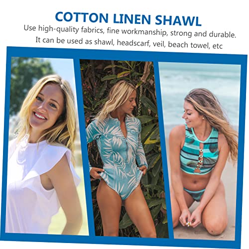 Large Cotton Linen Shawl for Women Chic Outdoor Beach Scarf Multi Purpose Sunscreen Wrap Lightweight3