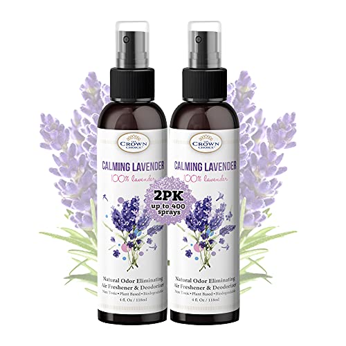 Natural Lavender Spray (2PK) - 4oz Linen, Pillow Spray, Room Spray - Quality Lavender Oil Essential Oil Odor Eliminator, Deep Sleep Pillow Spray Mist, Linen Spray for Bed, Sheet, Pillows, Aromatherapy