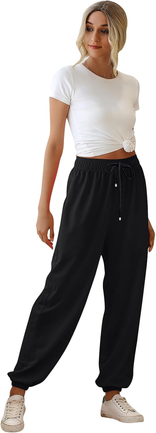 Womens Cinch Bottom Sweatpants Pockets High Waist Sporty Gym Athletic Fit Jogger Pants Lounge Trousers - Image 4