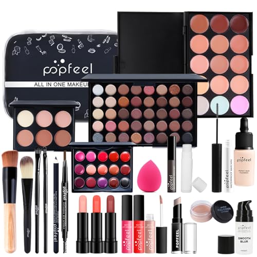 Set di Trucchi, FantasyDay Kit di Bellezza Cosmetici Kit per Occhi, Viso e Labbra - Xmas Makeup Gift Set con Correttore, Rossetti, Lucidalabbra, Palette Ombretti, Mascara, Trousse, Fard