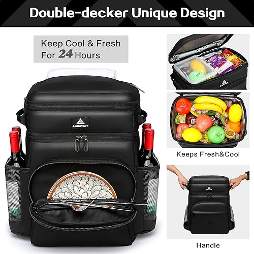 Image of Laripwit 54 /40 Cans Backpack Cooler Insulated Leak-Proof Large Cooler Backpack Double Deck Lunch Backpack for Men Women - Perfect Soft Cooler Bag for Tactical, Camping, Picnic, Beach, Hiking