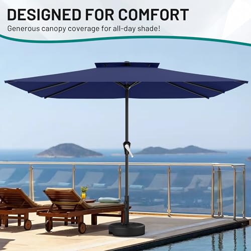 Image of AreShark 8'x10' 2 Tiers Rectangular Patio Umbrella - Outdoor Umbrella Waterproof UV Protection, Market Table Umbrella w /Crank for Pool, Backyard, Deck(Navy)