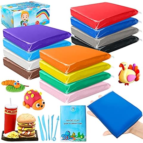 essenson Modeling Clay Kit - 12 Colors Air Dry Magic Clay for Kids, Toy for 3 4 5 6 7 8 Years Old Boys Girls, DIY Molding Sculpting Clay with Clay Tools, Kids Art Crafts(100g/Pack) Cover