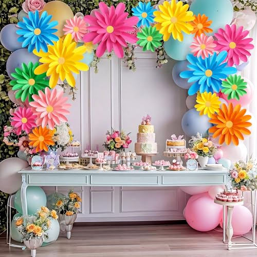 Image of MotiMind 18 Pcs Paper Flowers Bulletin Board Decorations DIY 3D Paper Floral for Wall Classroom Back to School Birthday Party Flower Backdrop Decoration Photo Backdrop(Lovely Color,8 inch 10 inch 16 inch)