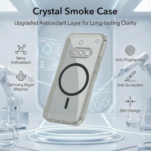 Image of Jkobi Lifetime Anti-Yellow MagSafe Compatible Clear Back Cover Case for Nothing Phone 3A 5G (Sleek Hard Crystal | Shockproof and Camera Protection)