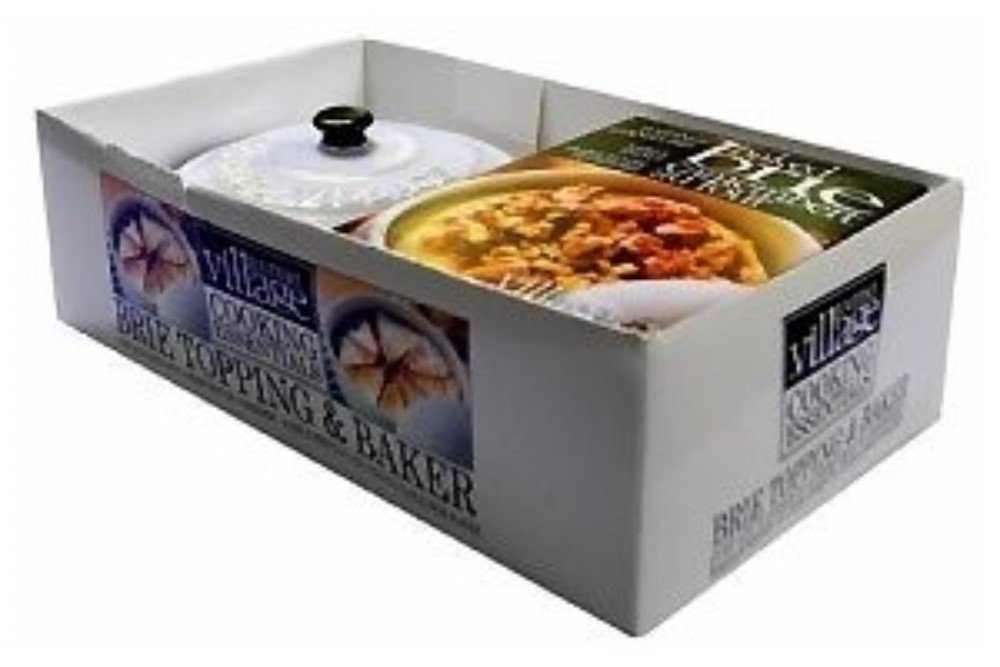 Gourmet Du Village GIFT SET Brie & Camembert Cheese Baker with Handles, Bistro White