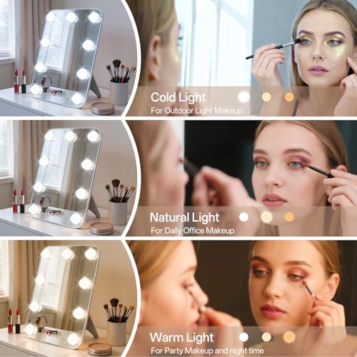 Espejo de maquillaje con luces LED y ajuste de brillo miniatura 2
