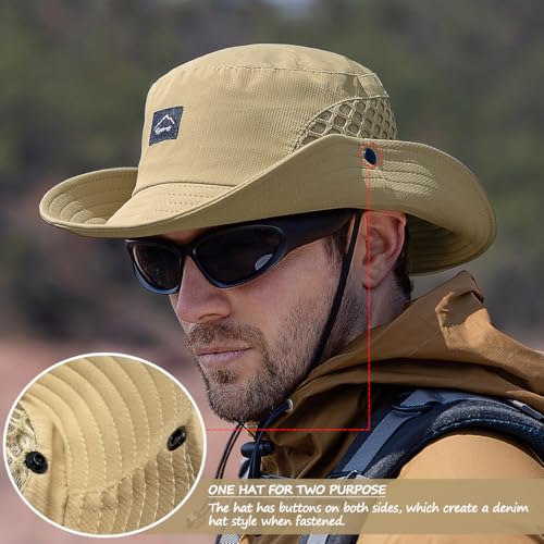 Fishing Hat, UPF50+ Wide Brim Sun Hat for Men Women, UV Protection Hiking Beach Bucket Hats Summer Safari Hat4