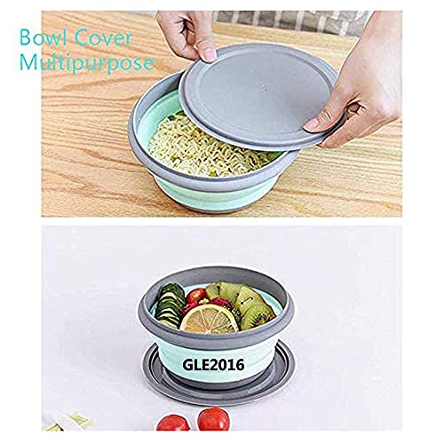 Gle2016 3 Pcs Food Grade Silicone Collapsible Bowl Lunch Box - Expandable Food Storage Containers Set -Silicone Salad Bowl With Lid Portable (Blue) #TOP3