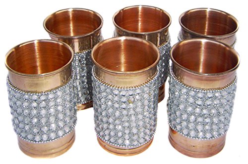 Set de vaso de cobre puro Rastogi Handicrafts