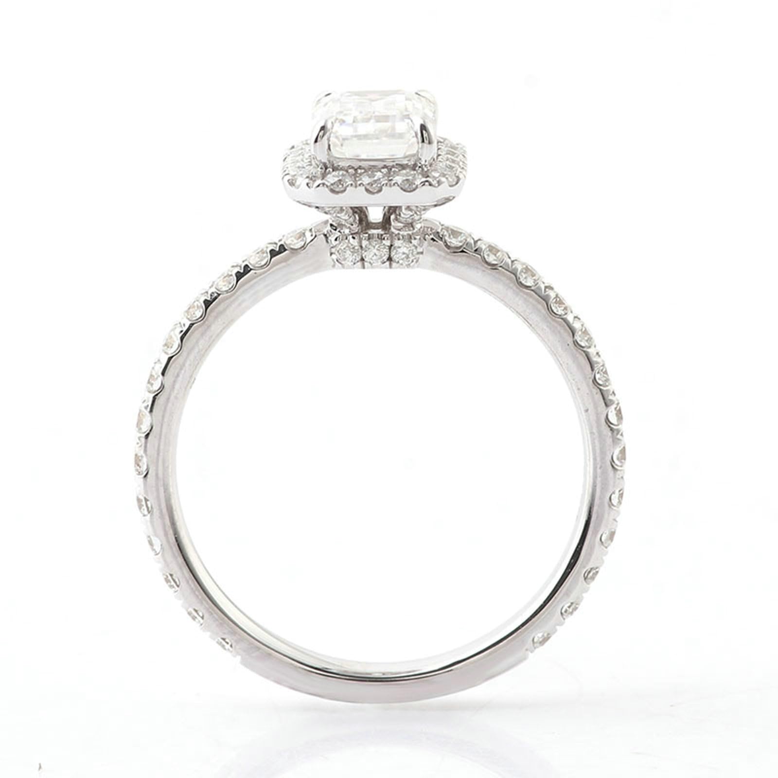 Anillos de oro blanco de 18 quilates para mujer oro 1/2/3 quilates de corte rectangular blanco moissanite elegante anillo de compromiso