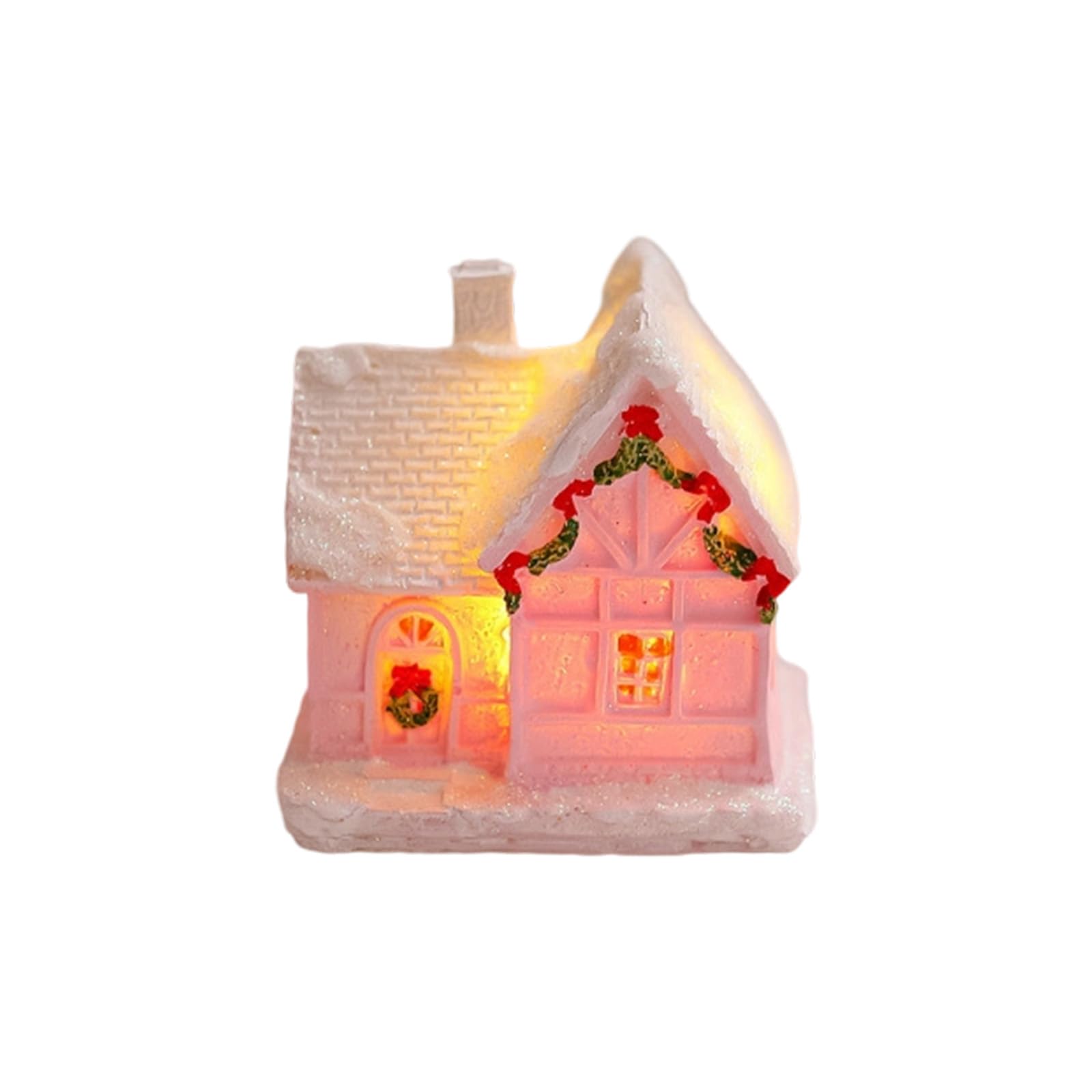 APGLSXY Artistic Resin Holiday House Decorations Festival Cottage Ornament with Detailed Engraving and LED Lights Resin Christmas Decoration