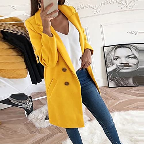 Zefotim Trench Coats For Women,Trendy Oversized Lapel Double Breasted Pea Coat Winter Wool Blend Jacket Trench Coat Long Coat Jacket Women Oversized Blazers For Women Yexl #TOP1